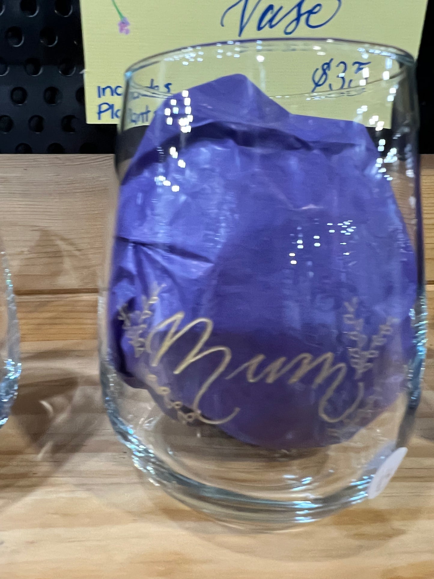 Mum engraved stemless wine glass