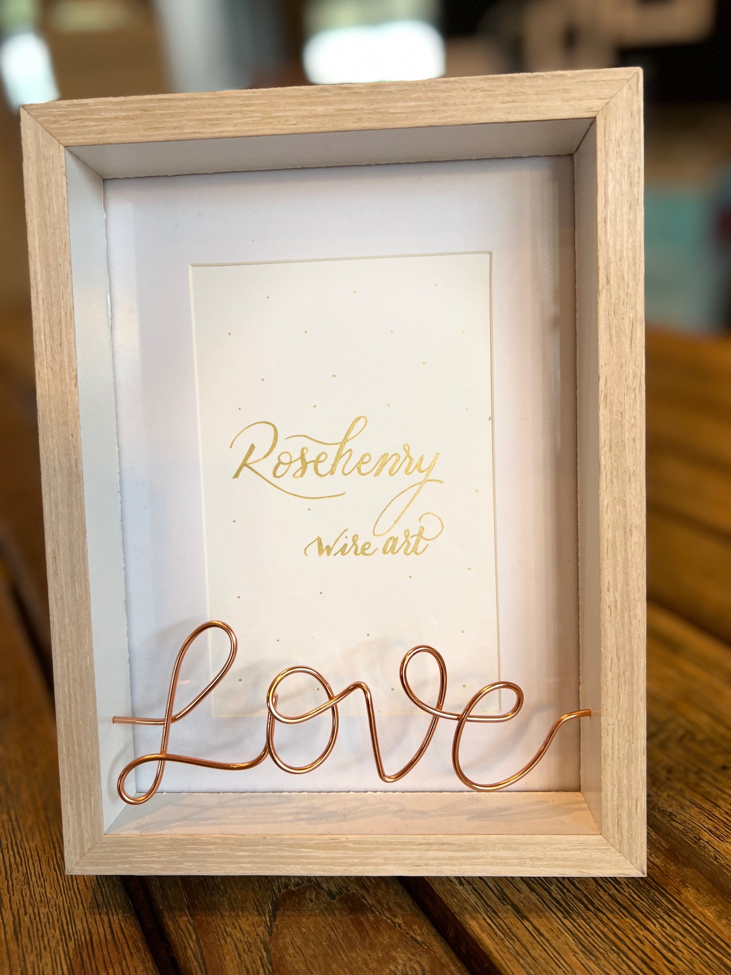 Love in oak frame